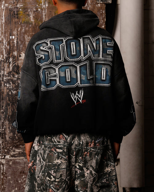 Loiter X WWE Stone Cold Premium Hoodie Vintage Black