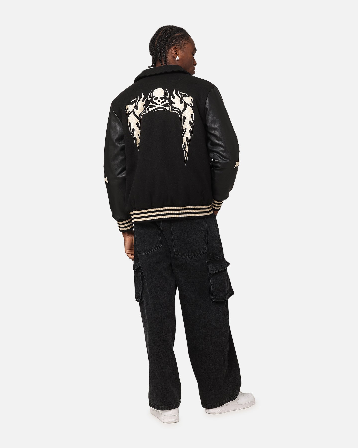 Saint Morta Ceremonies Varsity Jacket Black/Tan | Culture Kings US