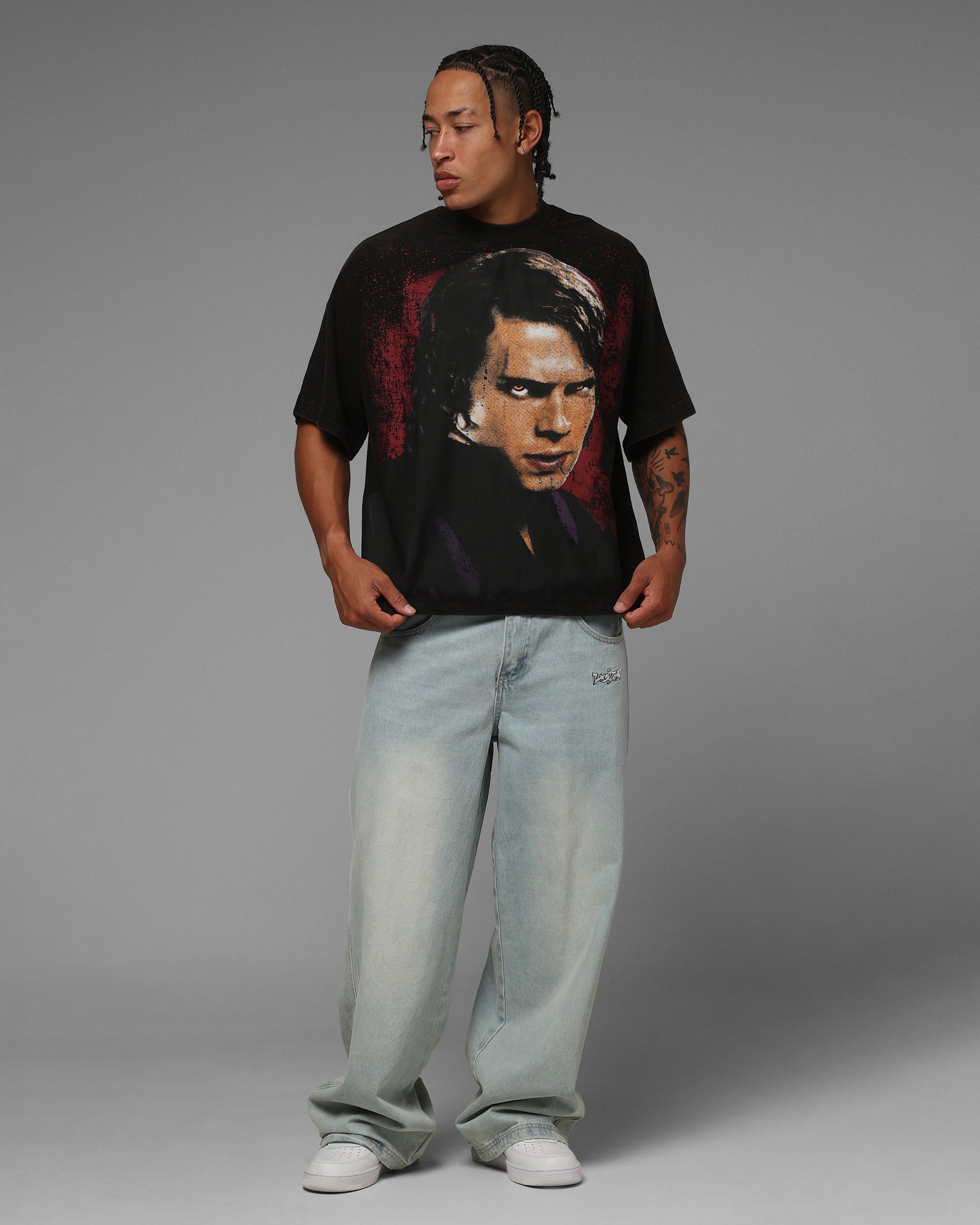 Loiter Star Wars Vader Boxy T-Shirt Washed Black | Culture Kings US