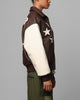 Loiter Solar Vegan Leather Varsity Jacket Brown/Beige