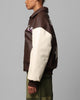 Loiter Solar Vegan Leather Varsity Jacket Brown/Beige