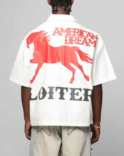Loiter Rodeo Zip Up Shirt Off White