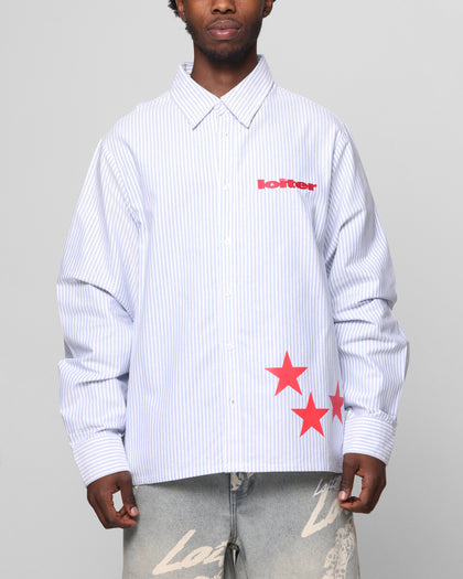 Loiter Solar Button Up Shirt Blue Pin Stripe
