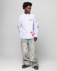 Loiter Solar Button Up Shirt Blue Pin Stripe