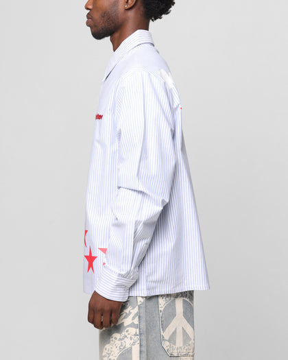Loiter Solar Button Up Shirt Blue Pin Stripe