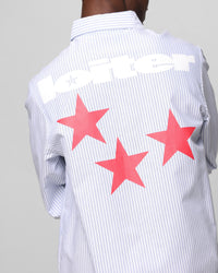 Loiter Solar Button Up Shirt Blue Pin Stripe