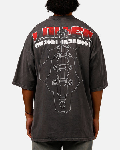 Loiter Digital Insanity Vintage Mock T-Shirt Charcoal