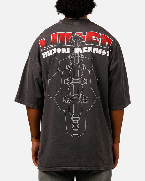 Loiter Digital Insanity Vintage Mock T-Shirt Charcoal