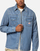 X-Large Denim Western Long Sleeve Shirt Mid Blue