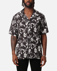 XXIII Floral Textured Button Up Shirt Black/White