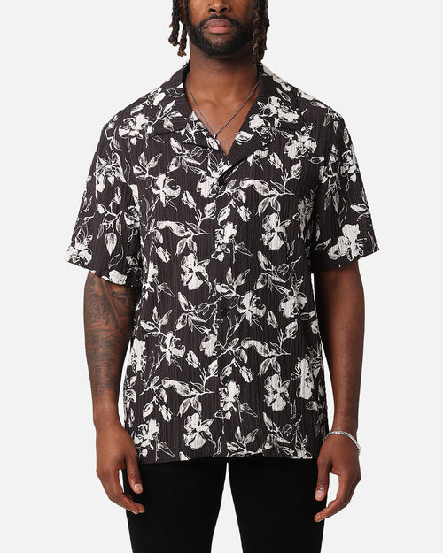 XXIII Floral Textured Button Up Shirt Black/White