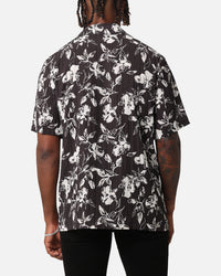 XXIII Floral Textured Button Up Shirt Black/White
