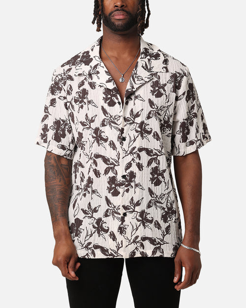 XXIII Floral Textured Button Up Shirt White/Black