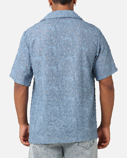 XXIII Sheer Daisy Button Up Shirt Floral Blue