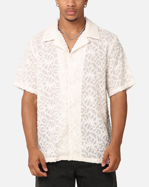 XXIII Sheer Daisy Button Up Shirt Off White