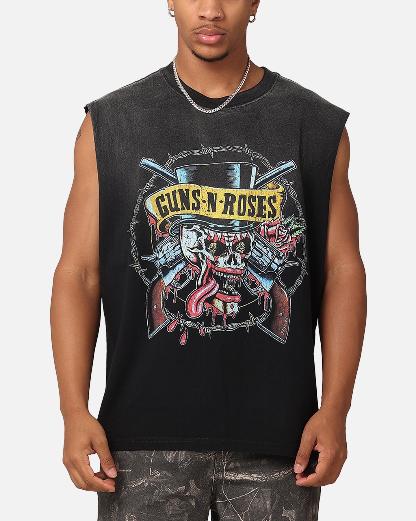Guns N Roses Roses Sunfade Muscle Tank Black Wash | Culture Kings US