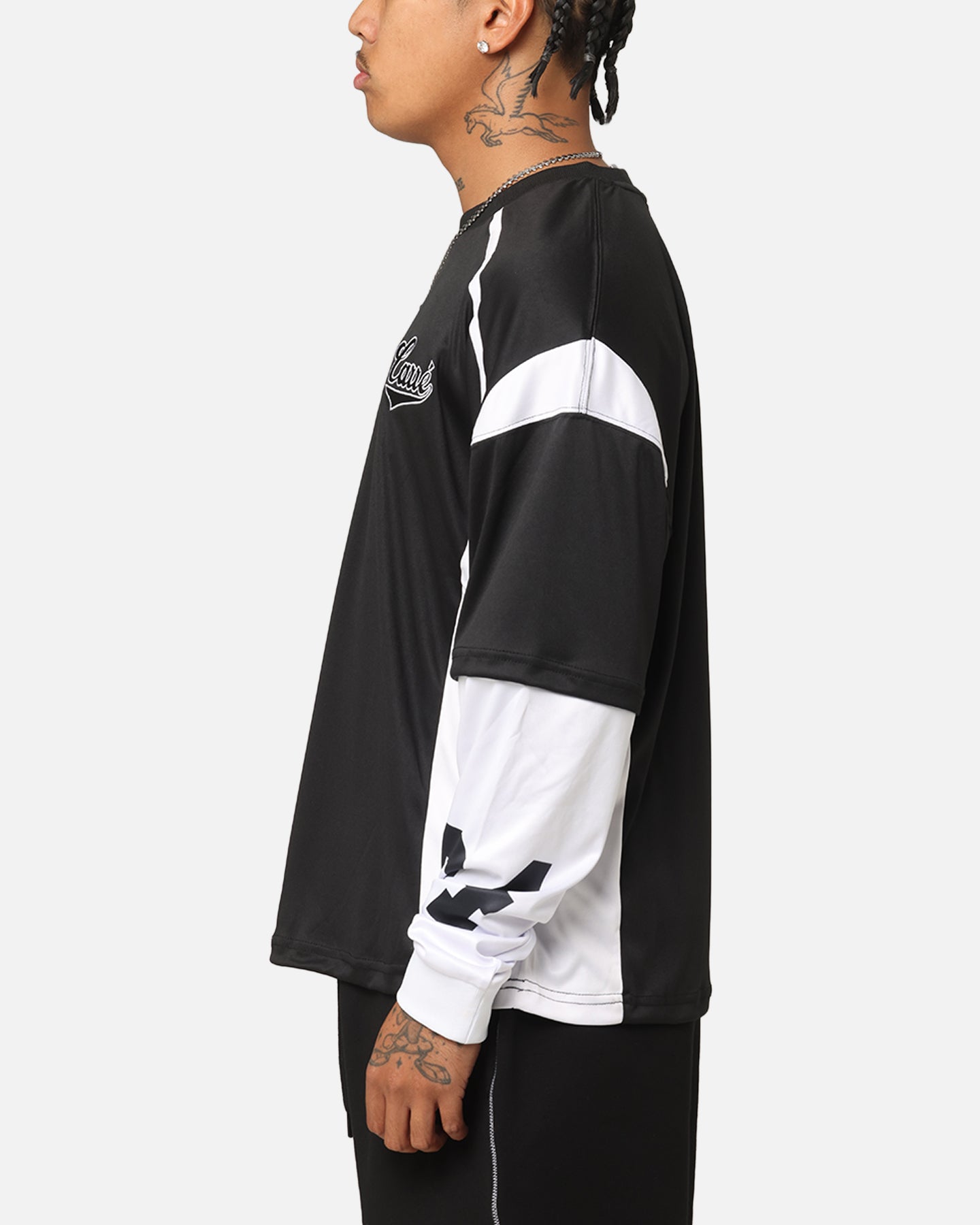 Carre Football Layered Long Sleeve T-Shirt Black/White | Culture