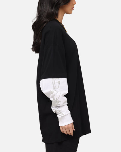 Carre Rosebowl Layered Long Sleeve T-Shirt Black/White