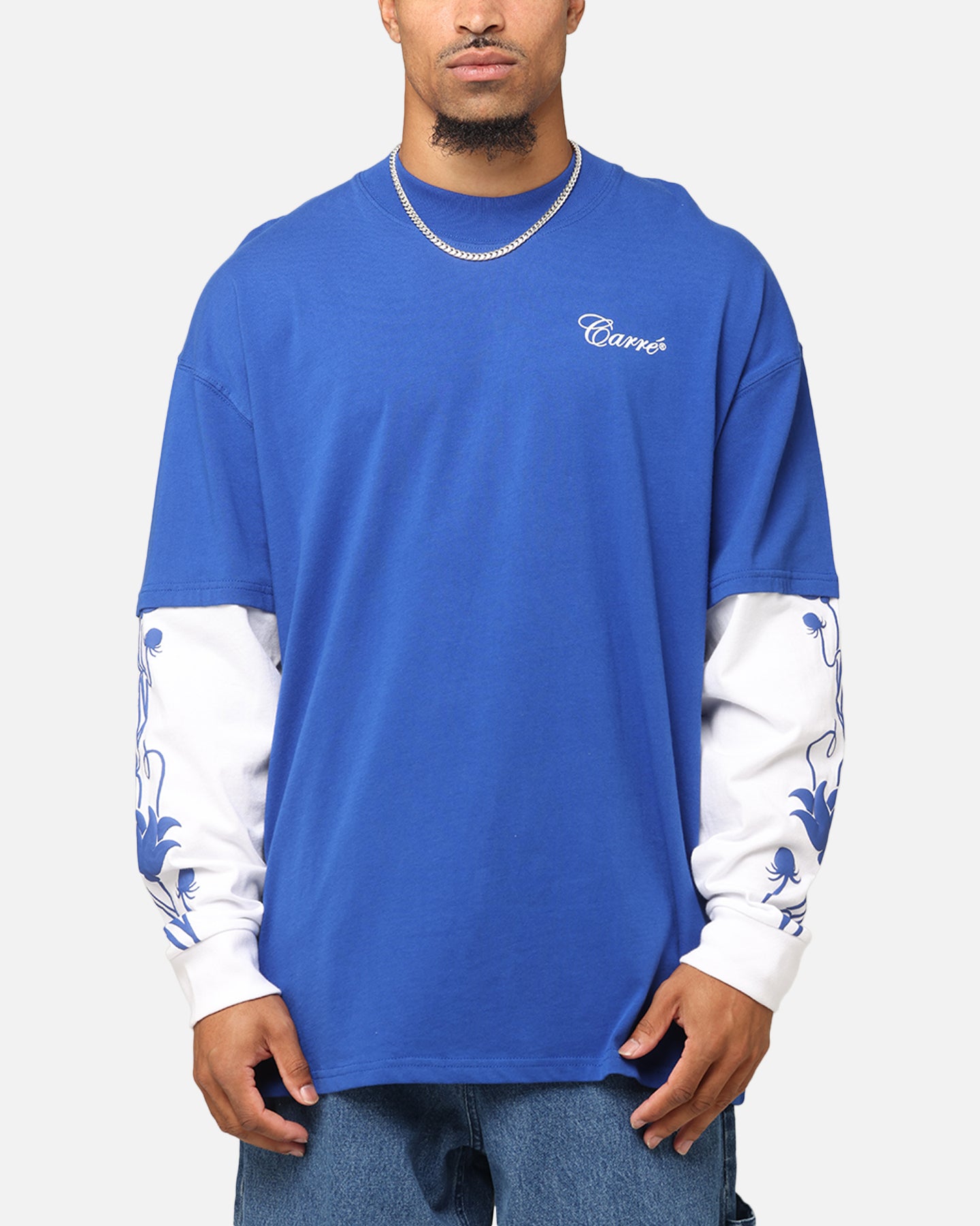 Carre Rosebowl Layered Long Sleeve T-Shirt Royal/White | Culture