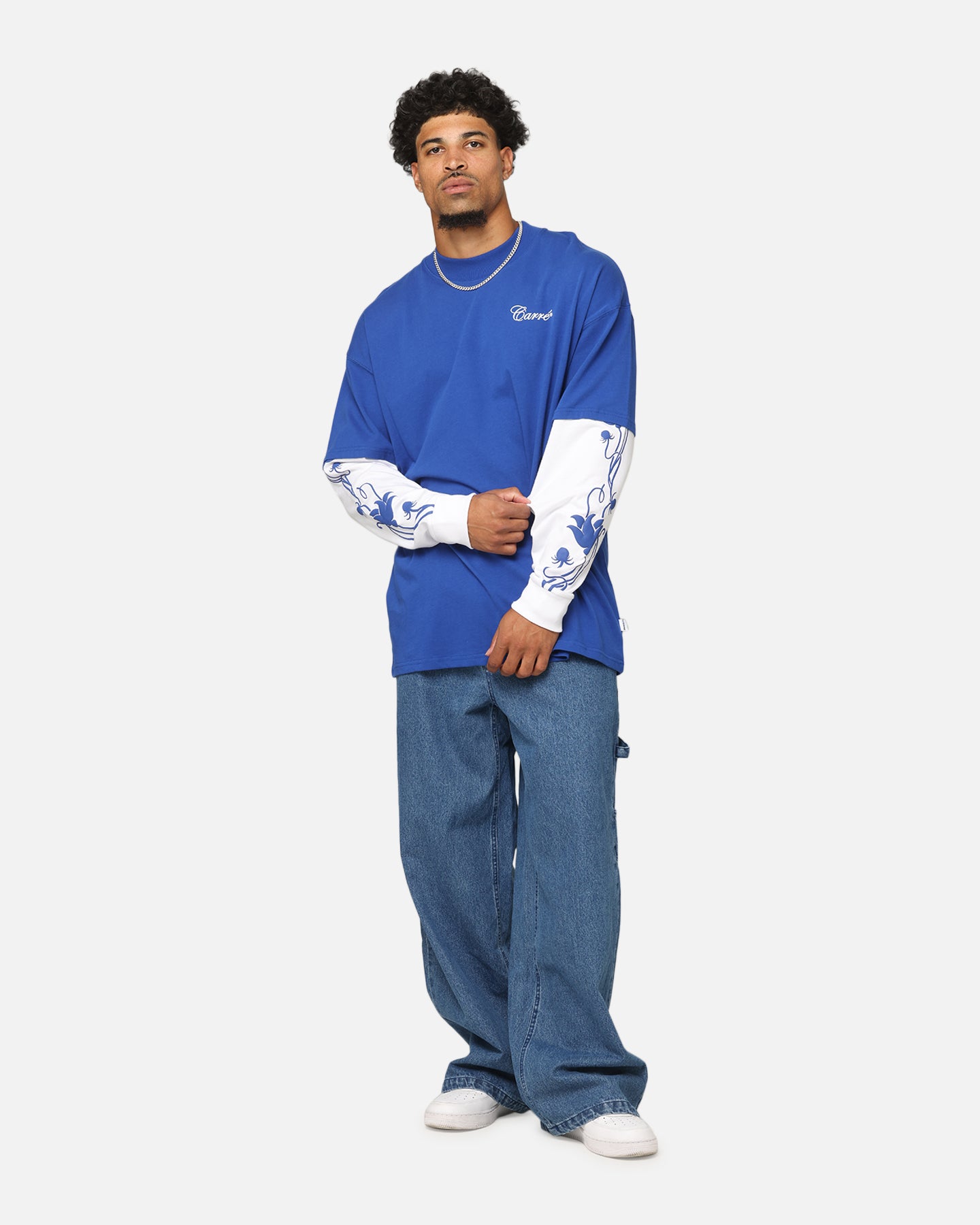 Carre Rosebowl Layered Long Sleeve T-Shirt Royal/White | Culture