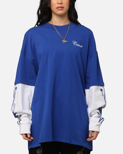 Carre Rosebowl Layered Long Sleeve T-Shirt Royal/White