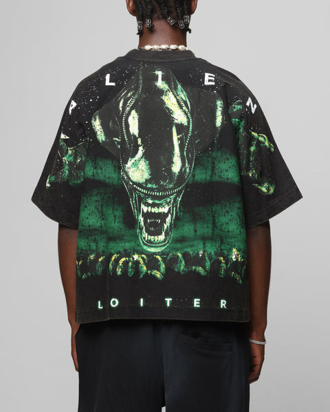Loiter Alien Boxy T-Shirt Washed Black | Culture Kings US
