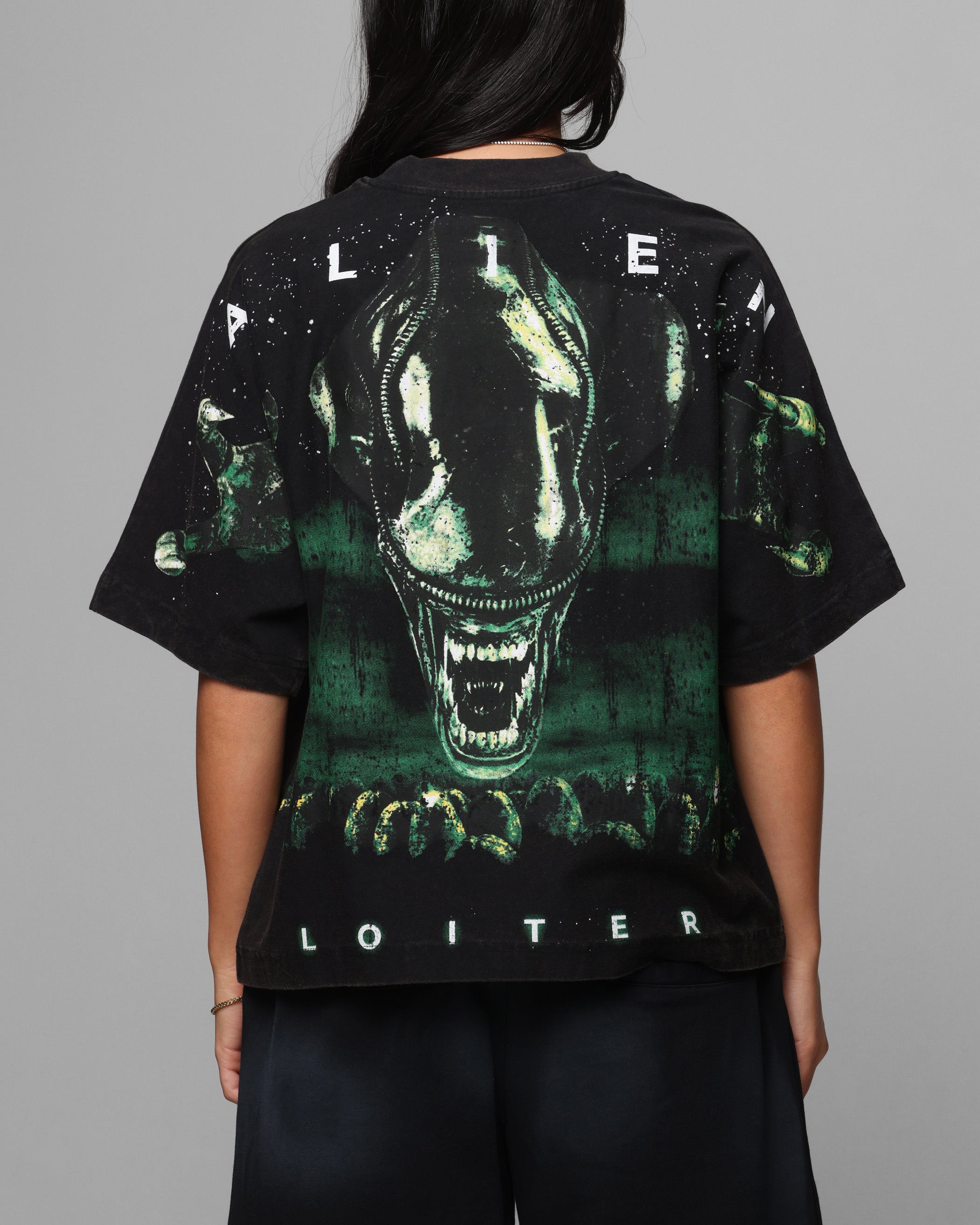 Loiter Alien Boxy T-Shirt Washed Black | Culture Kings US