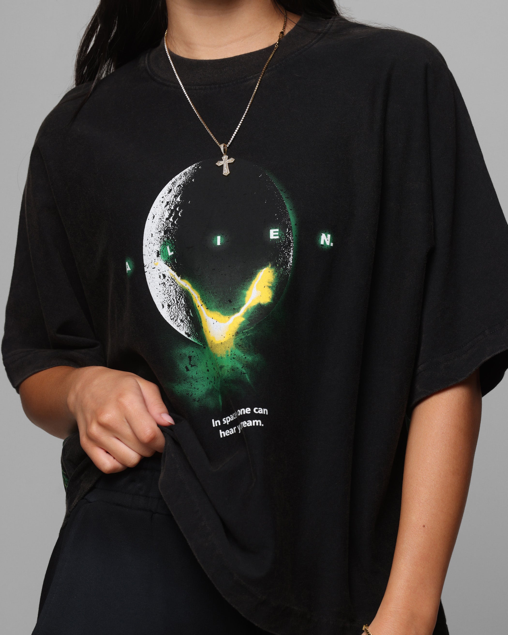 Loiter Alien Boxy T-Shirt Washed Black | Culture Kings US