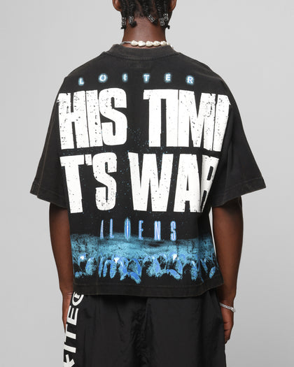 Loiter Alien It's War Boxy T-Shirt Washed Black