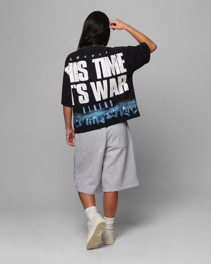 Loiter Alien It's War Boxy T-Shirt Washed Black