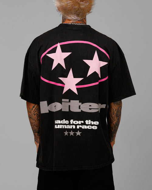 Loiter Star Child T-Shirt Black Acidwash