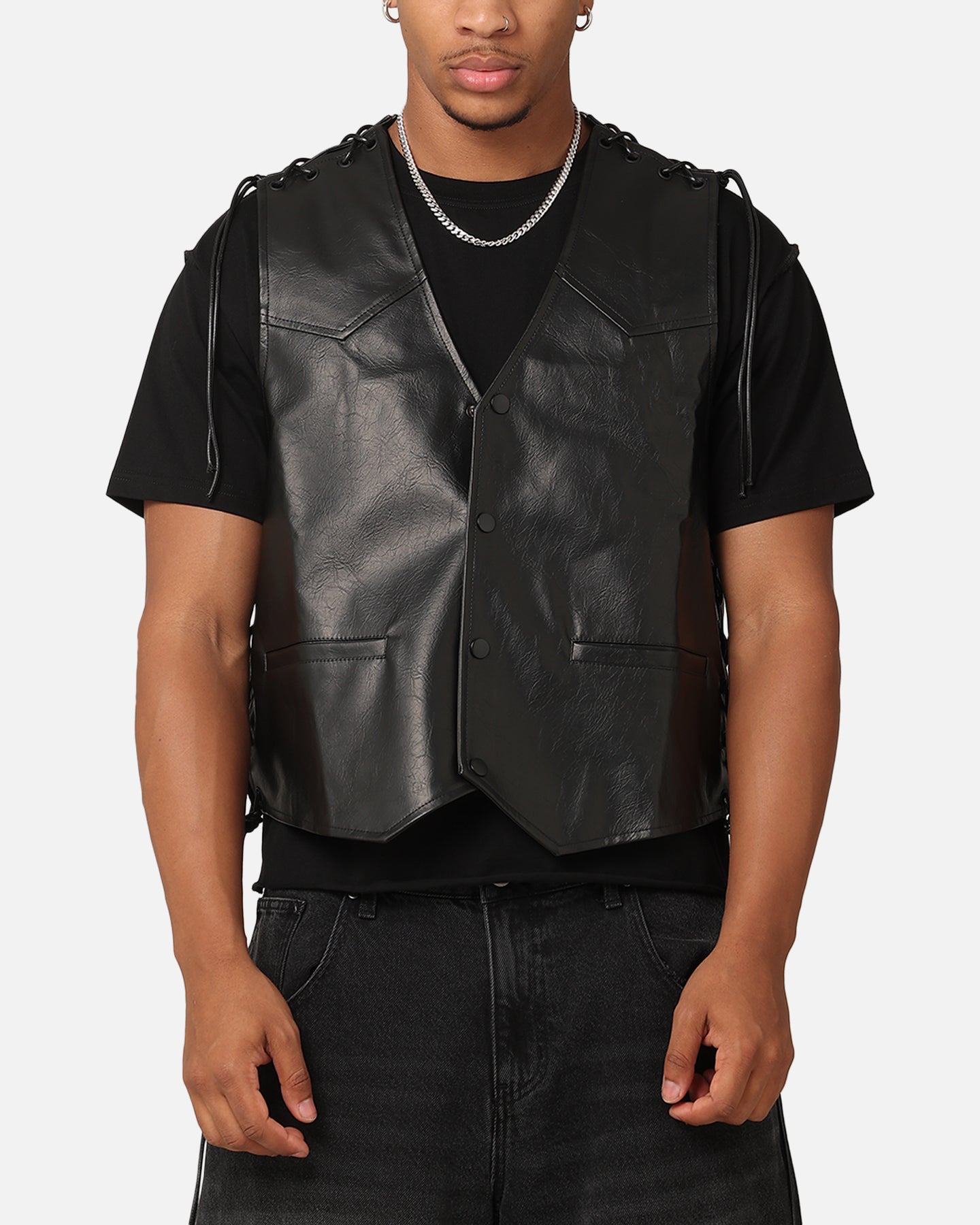 XXIII Tied Up PU Leather Vest Black | Culture Kings US