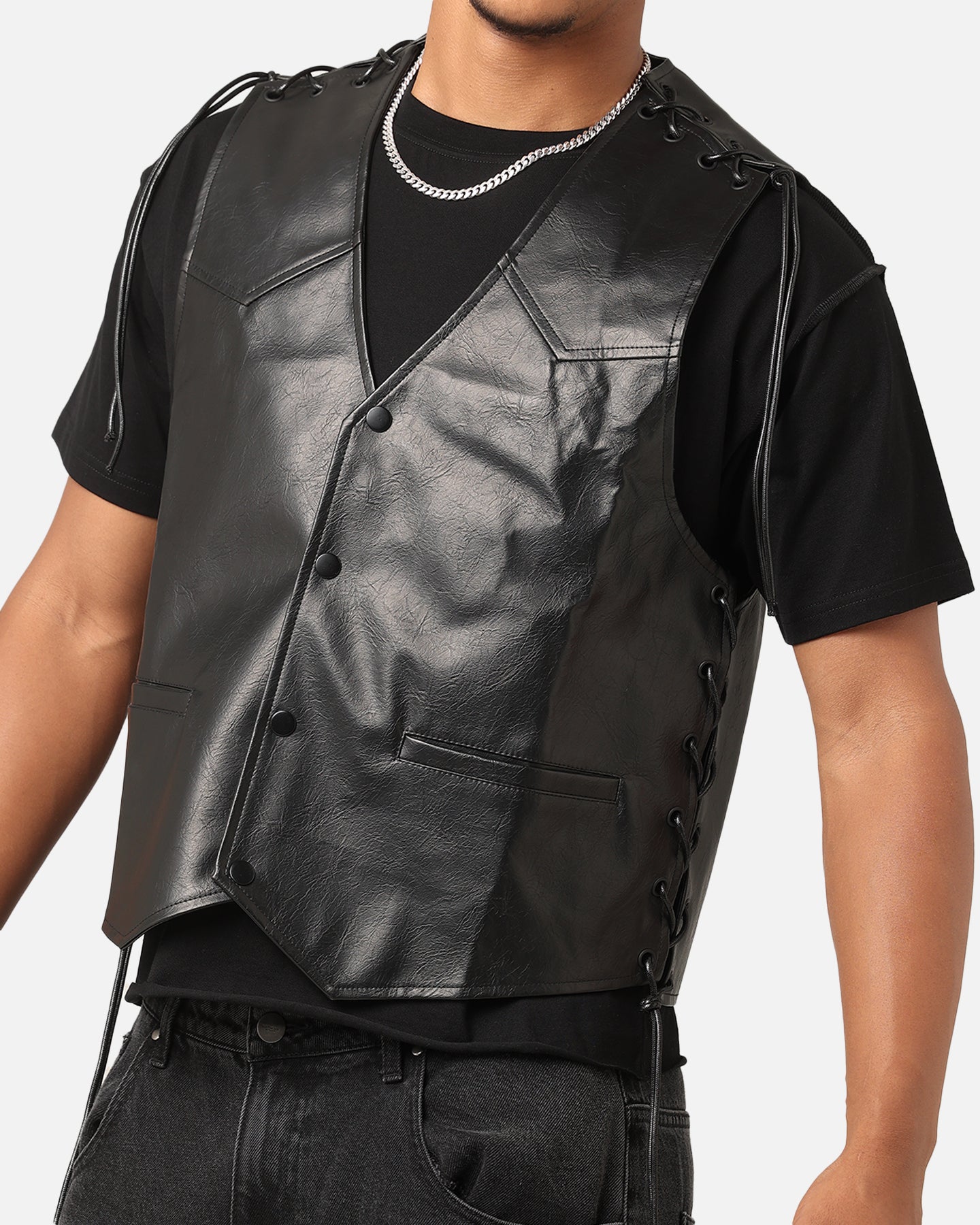 XXIII Tied Up PU Leather Vest Black | Culture Kings US