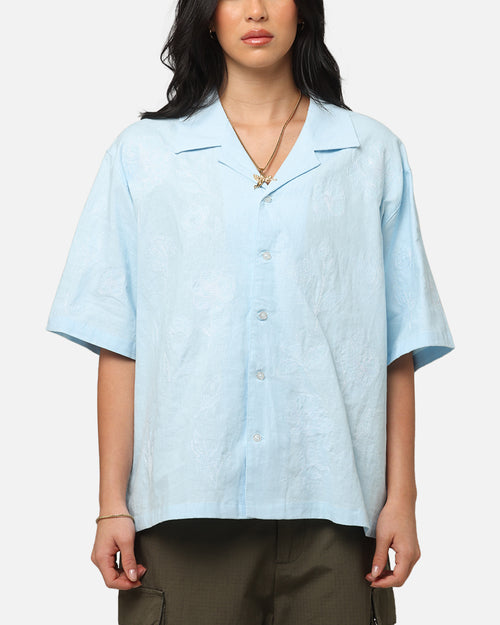 Carre Posy Button Up Shirt Light Blue/White