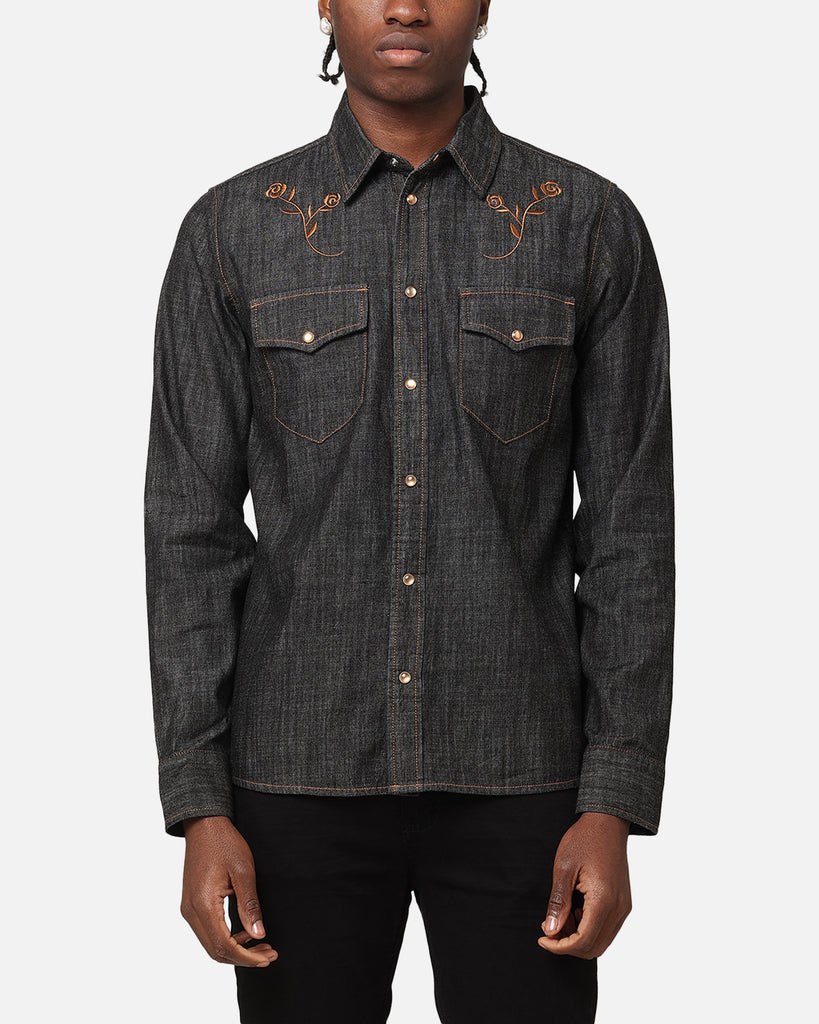 Saint Morta Rodeo Long Sleeve Denim Shirt Black | Culture Kings US