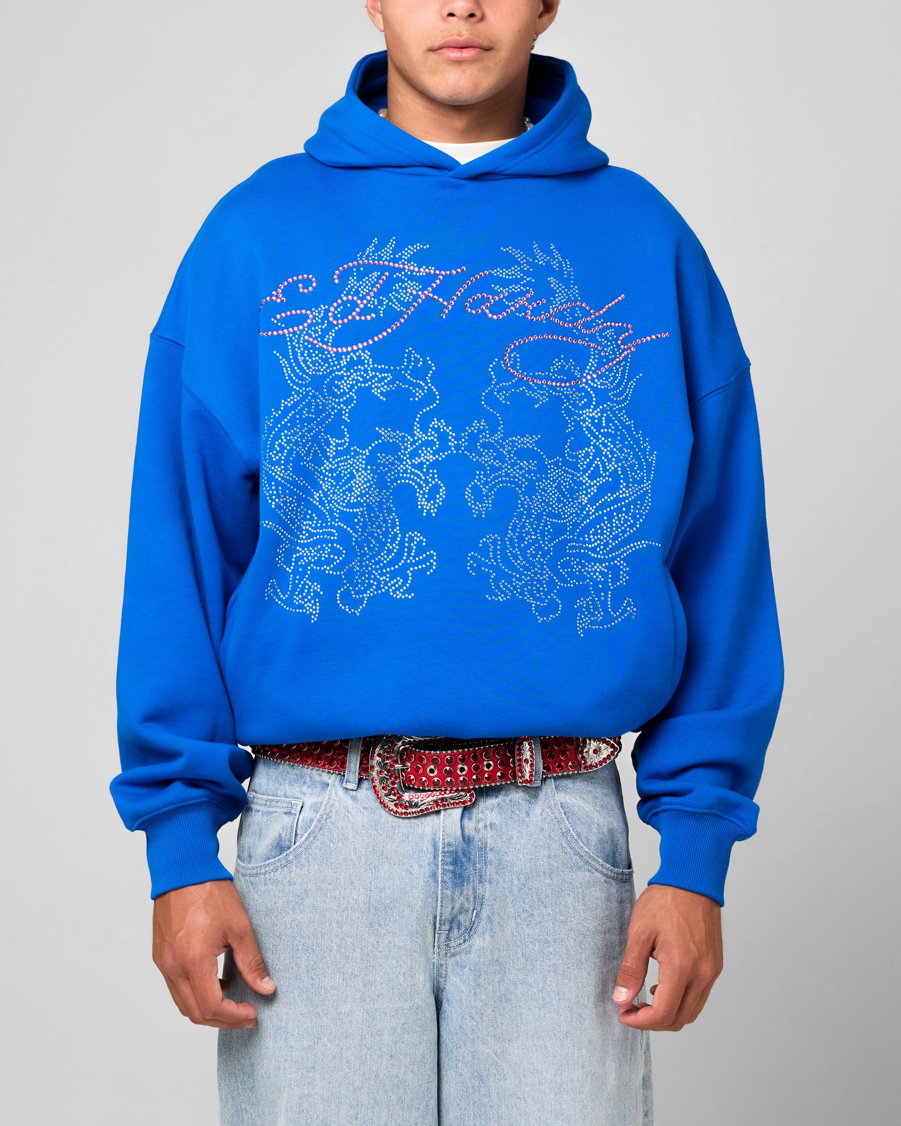 Ed Hardy Rhinestone Dragon Hoodie Blue | Culture Kings US