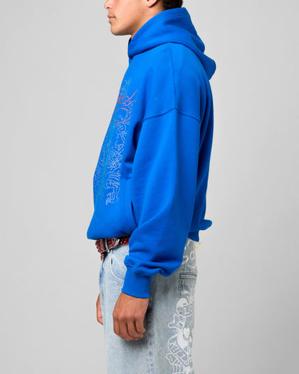 Ed Hardy Rhinestone Dragon Hoodie Blue