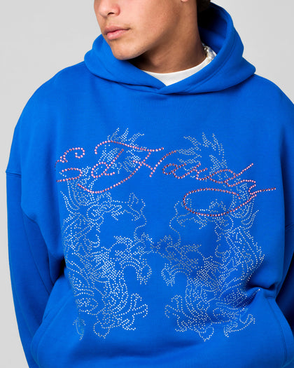 Ed Hardy Rhinestone Dragon Hoodie Blue