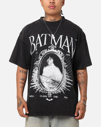 73Studio X DC Batman Mirror Vintage T-Shirt Black Acidwash