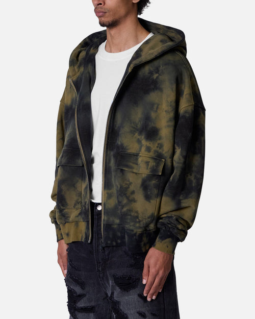 MNML Crumple Tie Dye Hodie Olive