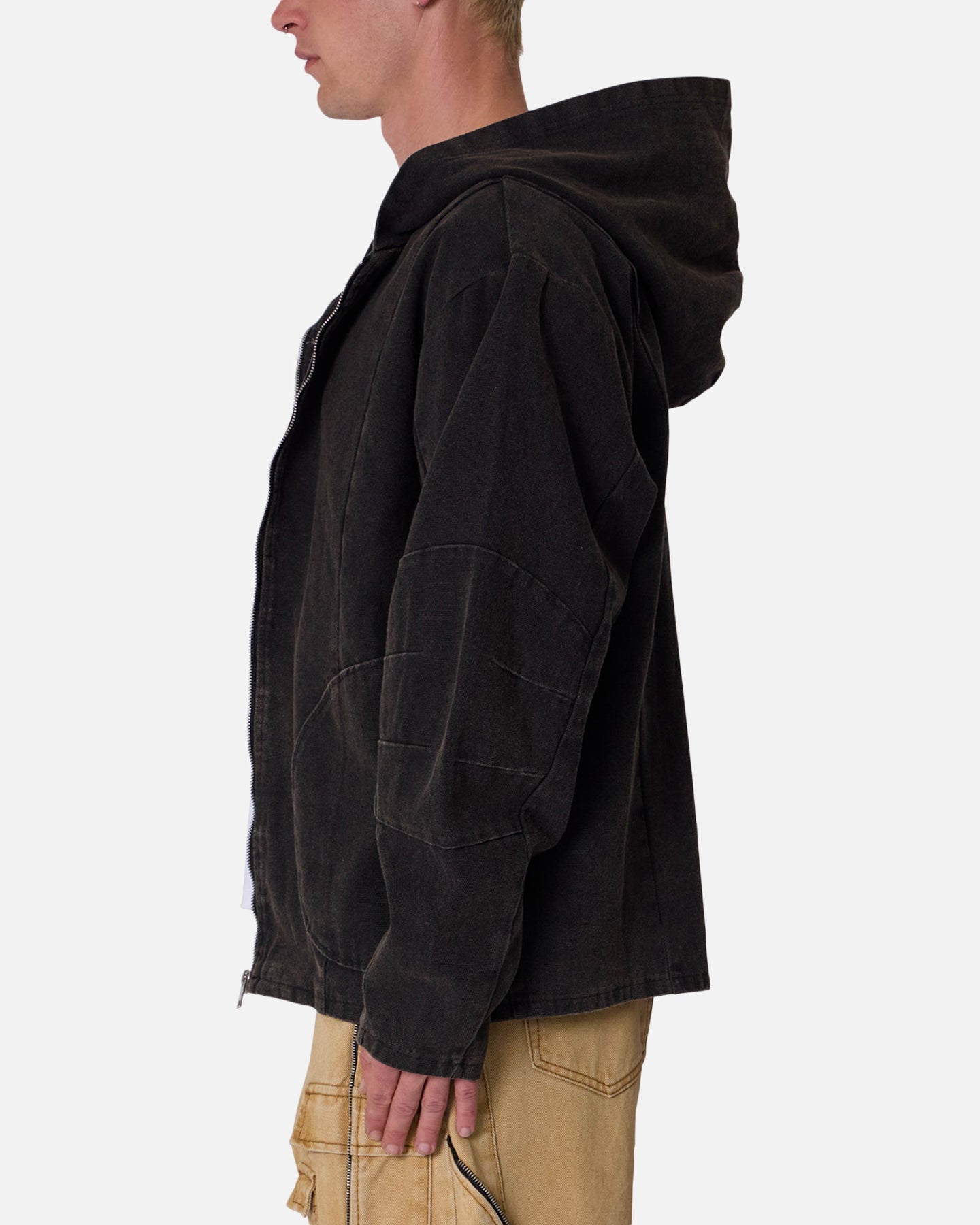 MNML Seamed Zip Up Hoodie Washed Black | Culture Kings US