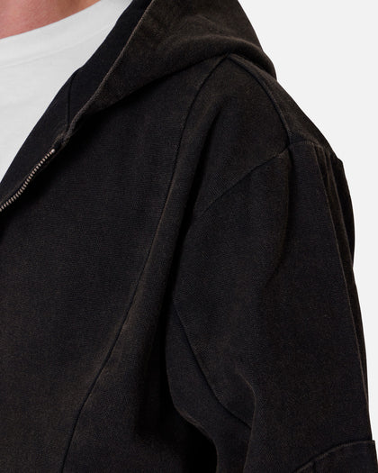 MNML Seamed Zip Up Hoodie Washed Black