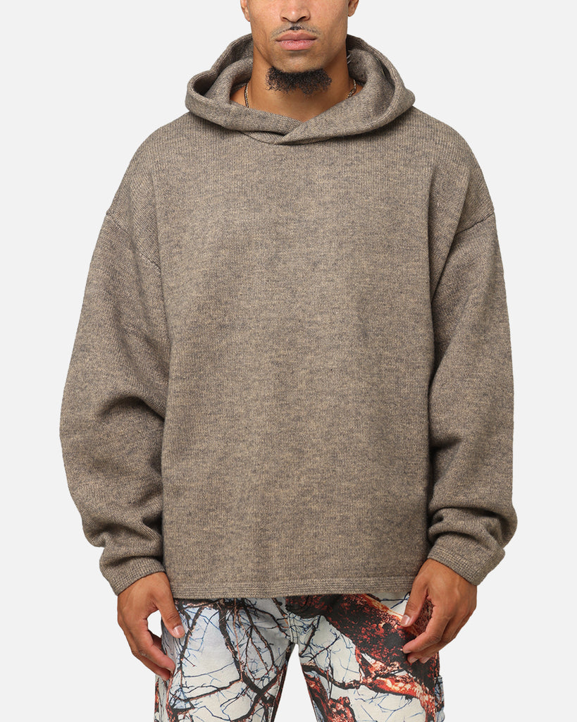 MNML Tonal Grain Knitted Hoodie Brown | Culture Kings US