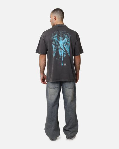 Saint Morta Lucian Mock Neck T-Shirt Washed Charcoal