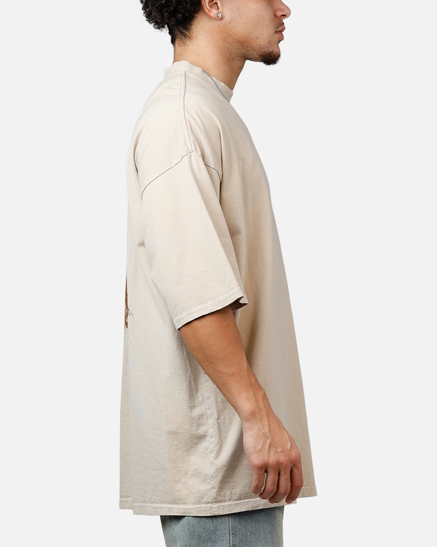 Saint Morta Pray For Me Mock Neck T-Shirt Stone | Culture Kings US