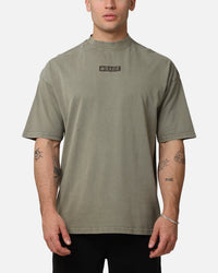 Saint Morta Pray For Me Mock Neck T-Shirt Vintage Khaki