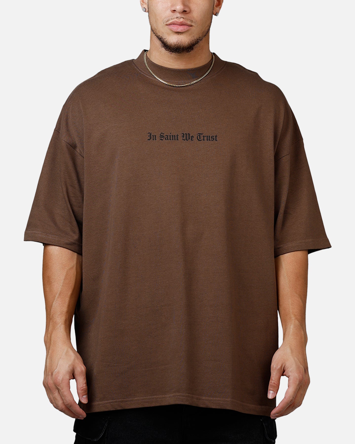 Saint Morta Virtues Mock Neck T-Shirt Brown | Culture Kings US