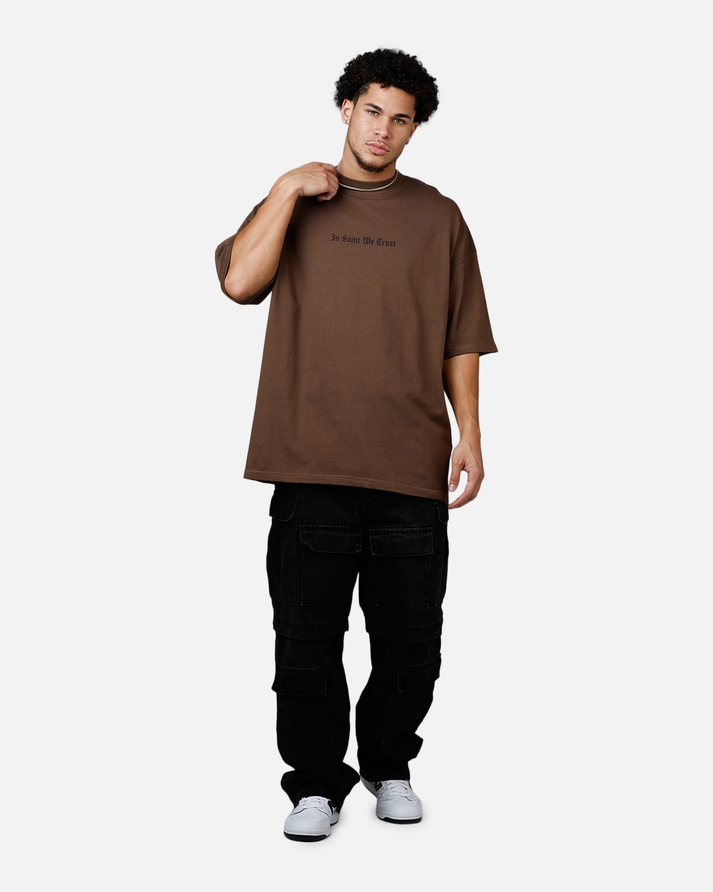 Saint Morta Virtues Mock Neck T-Shirt Brown | Culture Kings US