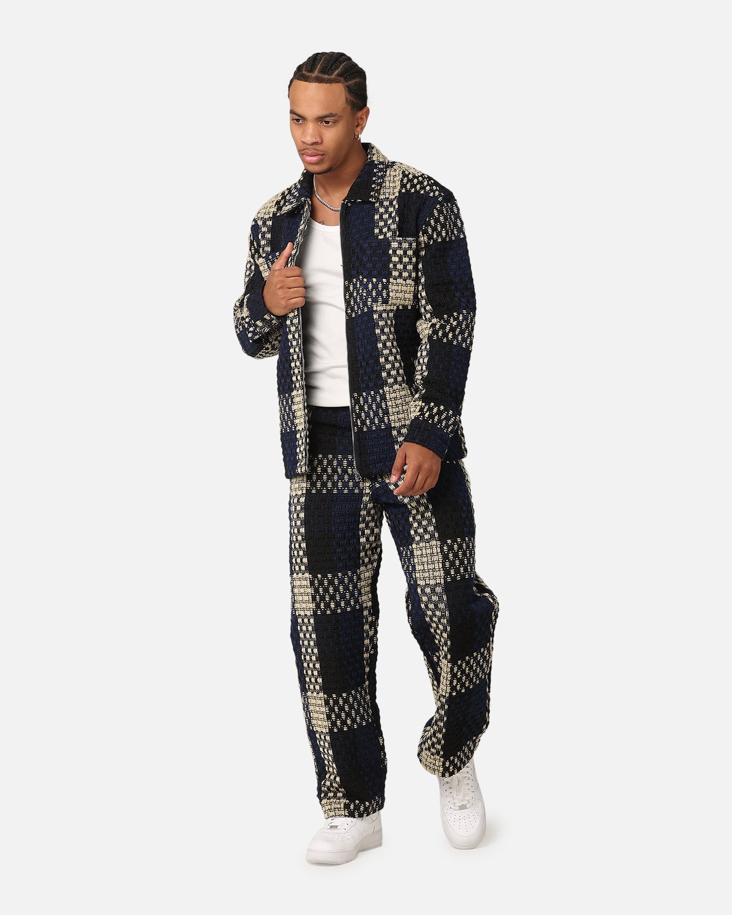 XXIII Textured Weave Jacket Blue/Black/Yellow | Culture Kings US