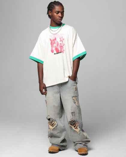 Loiter Western Front Ringer T-Shirt White/Green